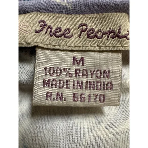 Free People Blue Floral Ruched Cowl Neck Midi Dress Rayon Size M - Picture 4 of 4